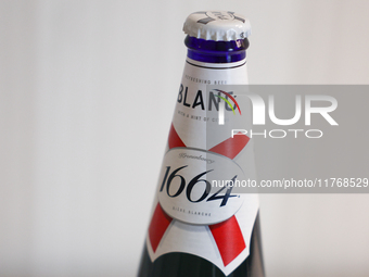 Kronenbourg Blanc bottle is seen in this illustration photo taken in Berlin, Germany on November 11, 2024. (