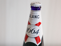 Kronenbourg Blanc bottle is seen in this illustration photo taken in Berlin, Germany on November 11, 2024. (