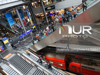 Inside view of the Berlin Hauptbahnhof in Berlin, Germany on November 10, 2024. (