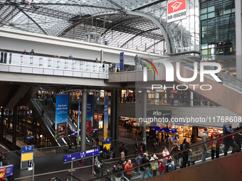 Inside view of the Berlin Hauptbahnhof in Berlin, Germany on November 10, 2024. (