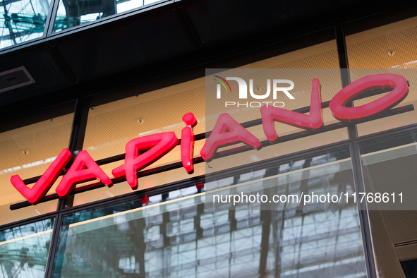 Vapiano logo is seen at the Berlin Hauptbahnhof in Berlin, Germany on November 10, 2024. 