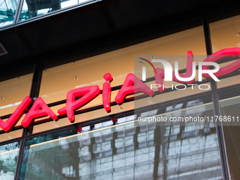 Vapiano logo is seen at the Berlin Hauptbahnhof in Berlin, Germany on November 10, 2024. (