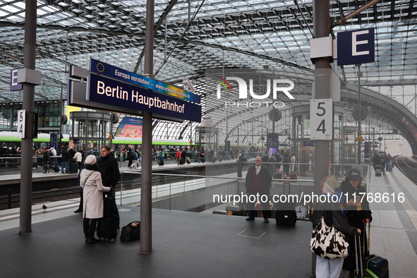 A view of the platforms at the Berlin Hauptbahnhof in Berlin, Germany on November 10, 2024. 