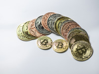 Bitcoin gift commemorative coins are displayed in Huai'an, Jiangsu province, China, on November 11, 2024. (