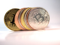 Bitcoin gift commemorative coins are displayed in Huai'an, Jiangsu province, China, on November 11, 2024. (