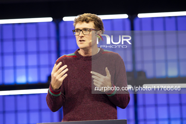 Paddy Cosgrave, CEO & Founder, Web Summit, on Centre Stage during the opening night of Web Summit 2024 at the MEO Arena in Lisbon, Portugal....