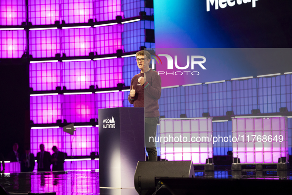 Paddy Cosgrave, CEO & Founder, Web Summit, on Centre Stage during the opening night of Web Summit 2024 at the MEO Arena in Lisbon, Portugal....