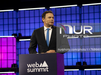 Luis Montenegro, Prime Minister, Government of Portugal, on Centre Stage, during the opening night of Web Summit 2024 at the MEO Arena in Li...