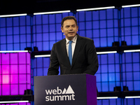 Luis Montenegro, Prime Minister, Government of Portugal, on Centre Stage, during the opening night of Web Summit 2024 at the MEO Arena in Li...