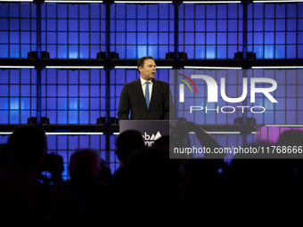 Luis Montenegro, Prime Minister, Government of Portugal, on Centre Stage, during the opening night of Web Summit 2024 at the MEO Arena in Li...