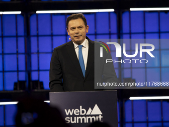 Luis Montenegro, Prime Minister, Government of Portugal, on Centre Stage, during the opening night of Web Summit 2024 at the MEO Arena in Li...