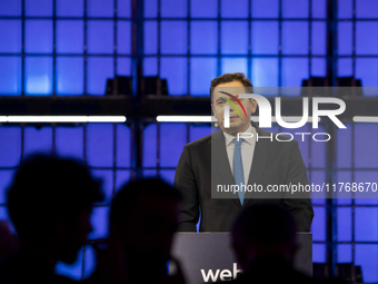 Luis Montenegro, Prime Minister, Government of Portugal, on Centre Stage, during the opening night of Web Summit 2024 at the MEO Arena in Li...