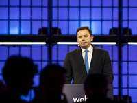 Luis Montenegro, Prime Minister, Government of Portugal, on Centre Stage, during the opening night of Web Summit 2024 at the MEO Arena in Li...