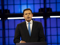 Luis Montenegro, Prime Minister, Government of Portugal, on Centre Stage, during the opening night of Web Summit 2024 at the MEO Arena in Li...