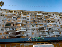 A residential building is damaged by Russian shelling in Kherson, Ukraine, on November 7, 2024. (