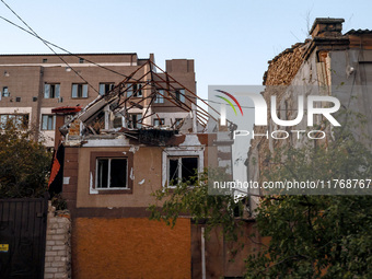 Residential buildings are damaged by Russian shelling in Kherson, Ukraine, on November 7, 2024. NO USE RUSSIA. NO USE BELARUS. (