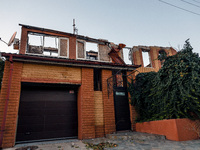 A residential building is damaged by Russian shelling in Kherson, Ukraine, on November 7, 2024. (