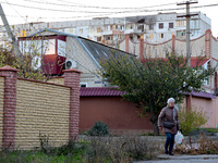 A local resident is seen on the street in Kherson, Ukraine, on November 7, 2024. (