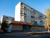 A residential building is damaged by Russian shelling in Kherson, Ukraine, on November 7, 2024. (