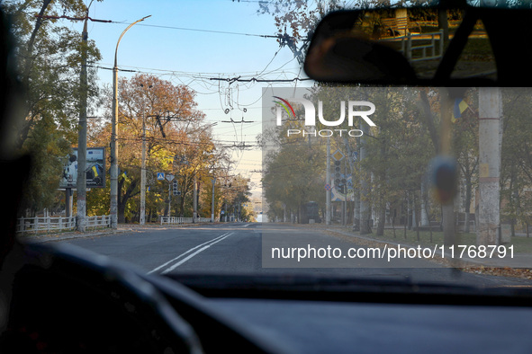 An empty street is in Kherson, Ukraine, on November 7, 2024. NO USE RUSSIA. NO USE BELARUS. 