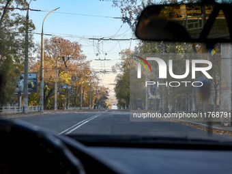 An empty street is in Kherson, Ukraine, on November 7, 2024. NO USE RUSSIA. NO USE BELARUS. (