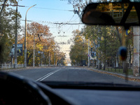 An empty street is in Kherson, Ukraine, on November 7, 2024. NO USE RUSSIA. NO USE BELARUS. (