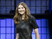 Amy Nordrum, Executive Editor, MIT Technology Review; on Centre Stage during the opening night of Web Summit 2024 at the MEO Arena in Lisbon...