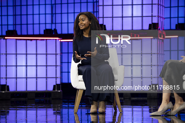 Etosha Cave, Co-founder & Chief Science Officer, Twelve; on Centre Stage during the opening night of Web Summit 2024 at the MEO Arena in Lis...