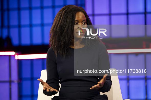 Etosha Cave, Co-founder & Chief Science Officer, Twelve; on Centre Stage during the opening night of Web Summit 2024 at the MEO Arena in Lis...