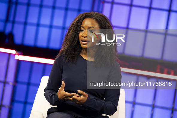 Etosha Cave, Co-founder & Chief Science Officer, Twelve; on Centre Stage during the opening night of Web Summit 2024 at the MEO Arena in Lis...