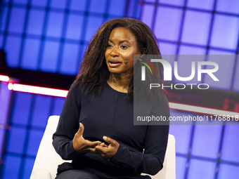 Etosha Cave, Co-founder & Chief Science Officer, Twelve; on Centre Stage during the opening night of Web Summit 2024 at the MEO Arena in Lis...