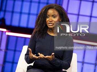 Etosha Cave, Co-founder & Chief Science Officer, Twelve; on Centre Stage during the opening night of Web Summit 2024 at the MEO Arena in Lis...