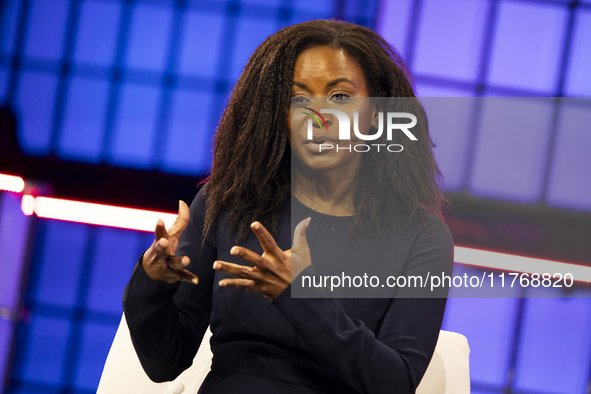 Etosha Cave, Co-founder & Chief Science Officer, Twelve; on Centre Stage during the opening night of Web Summit 2024 at the MEO Arena in Lis...