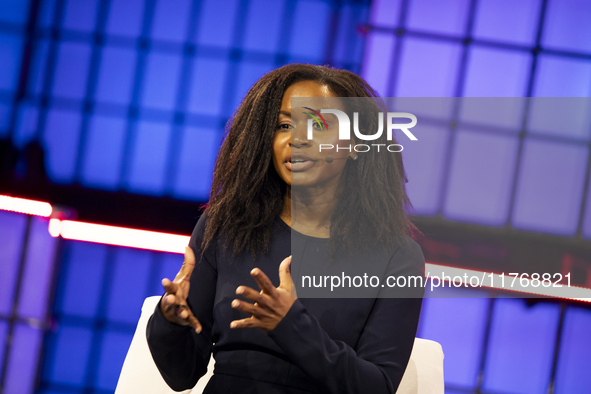 Etosha Cave, Co-founder & Chief Science Officer, Twelve; on Centre Stage during the opening night of Web Summit 2024 at the MEO Arena in Lis...