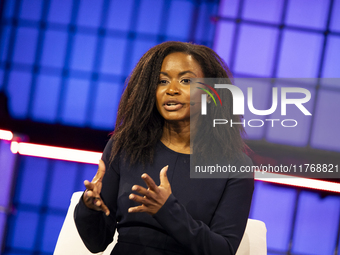 Etosha Cave, Co-founder & Chief Science Officer, Twelve; on Centre Stage during the opening night of Web Summit 2024 at the MEO Arena in Lis...