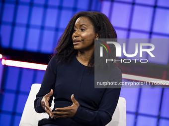 Etosha Cave, Co-founder & Chief Science Officer, Twelve; on Centre Stage during the opening night of Web Summit 2024 at the MEO Arena in Lis...