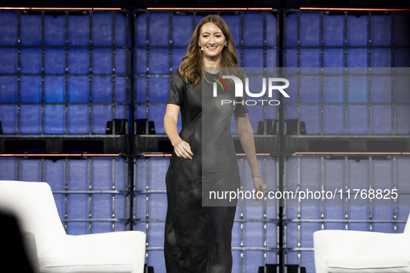 Amy Nordrum, Executive Editor, MIT Technology Review; on Centre Stage during the opening night of Web Summit 2024 at the MEO Arena in Lisbon...