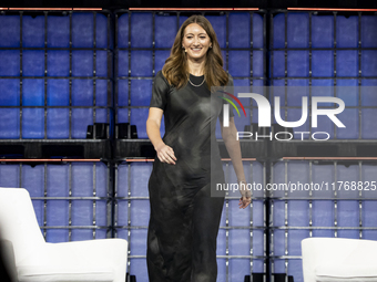 Amy Nordrum, Executive Editor, MIT Technology Review; on Centre Stage during the opening night of Web Summit 2024 at the MEO Arena in Lisbon...