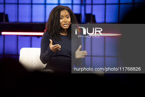 Etosha Cave, Co-founder & Chief Science Officer, Twelve; on Centre Stage during the opening night of Web Summit 2024 at the MEO Arena in Lis...