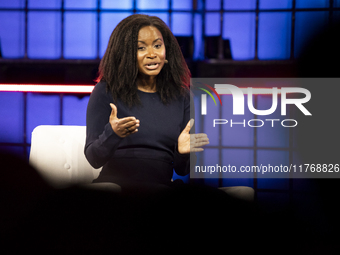 Etosha Cave, Co-founder & Chief Science Officer, Twelve; on Centre Stage during the opening night of Web Summit 2024 at the MEO Arena in Lis...