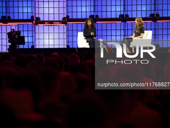 Etosha Cave, Co-founder & Chief Science Officer, Twelve; left, and Amy Nordrum, Executive Editor, MIT Technology Review; on Centre Stage dur...