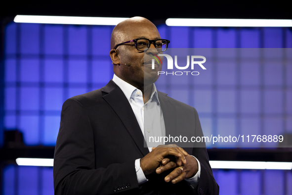 Frank Cooper, CMO, Visa, on Centre Stage, during the opening night of Web Summit 2024 at the MEO Arena in Lisbon, Portugal, on November 11,...