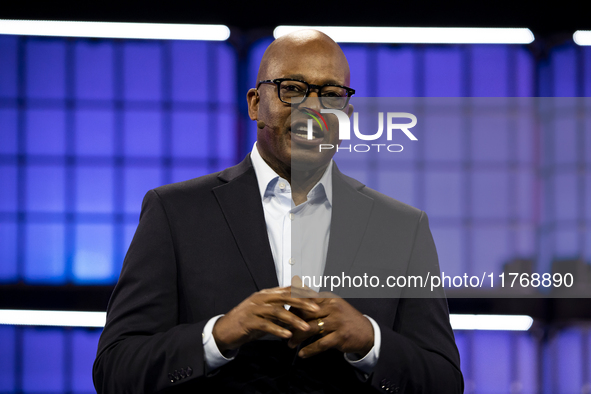 Frank Cooper, CMO, Visa, on Centre Stage, during the opening night of Web Summit 2024 at the MEO Arena in Lisbon, Portugal, on November 11,...