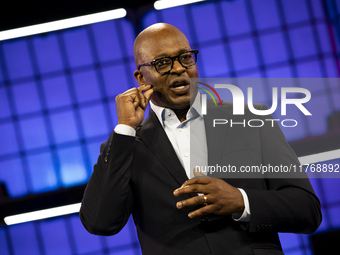 Frank Cooper, CMO, Visa, on Centre Stage, during the opening night of Web Summit 2024 at the MEO Arena in Lisbon, Portugal, on November 11,...