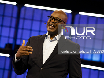 Frank Cooper, CMO, Visa, on Centre Stage, during the opening night of Web Summit 2024 at the MEO Arena in Lisbon, Portugal, on November 11,...