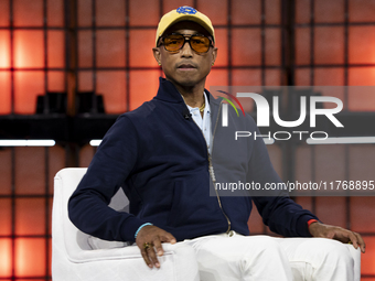 Pharrell Williams, Artist and Entrepreneur, on Centre Stage during the opening night of Web Summit 2024 at the MEO Arena in Lisbon, Portugal...