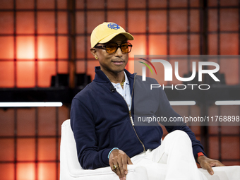 Pharrell Williams, Artist and Entrepreneur, on Centre Stage during the opening night of Web Summit 2024 at the MEO Arena in Lisbon, Portugal...