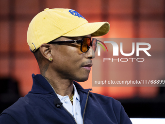 Pharrell Williams, Artist and Entrepreneur, on Centre Stage during the opening night of Web Summit 2024 at the MEO Arena in Lisbon, Portugal...