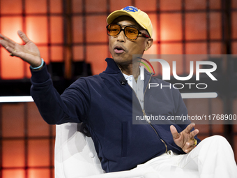 Pharrell Williams, Artist and Entrepreneur, on Centre Stage during the opening night of Web Summit 2024 at the MEO Arena in Lisbon, Portugal...