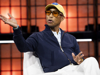 Pharrell Williams, Artist and Entrepreneur, on Centre Stage during the opening night of Web Summit 2024 at the MEO Arena in Lisbon, Portugal...